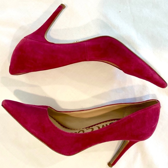 Sam Edelman Hot Pink Sexy Suede Stiletto Pumps for Work or Formal Wear Size 6 - Picture 4 of 10